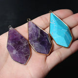 Faceted Polygon Pendant Amethyst Turquoise Rose Quartz DIY Necklace Jewelry