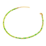 Malachite Stone Cylinder Beads Necklace Choker