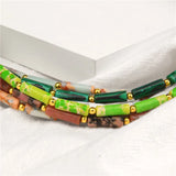 Malachite Stone Cylinder Beads Necklace Choker