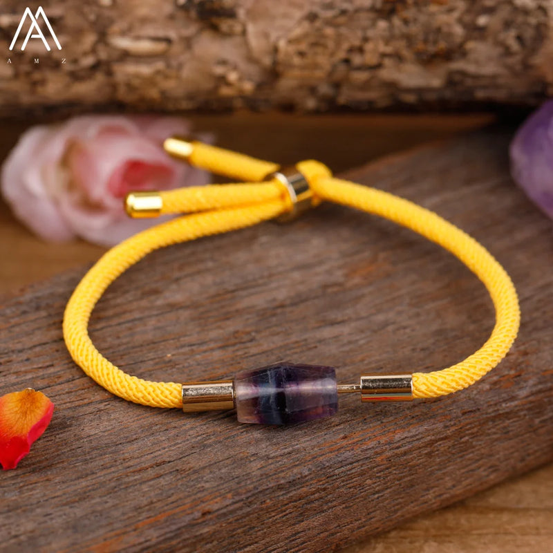 Natural Stone Cylinder Nugget Beads Rope Bohemia Women Bracelet