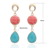 Natural Stone Dangle Earrings Summer Crystal Boho Jewelry Gift