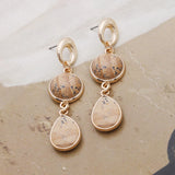 Natural Stone Dangle Earrings Summer Crystal Boho Jewelry Gift