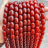 Dark Red Agate Barrel Beads 10*14mm Smooth Loose Beads