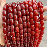 Dark Red Agate Barrel Beads 10*14mm Smooth Loose Beads