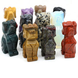 Natural Stone Dog-Shaped Mini Ornament Lucky Gift for Home Garden Office Desk