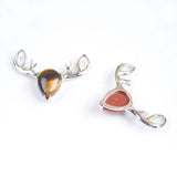Natural Stone Deer Head Pendant Necklace Women Dinner Party Accessories