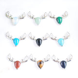 Natural Stone Deer Head Pendant Necklace Women Dinner Party Accessories