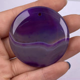 Natural Stone Disc Agates Pendant Necklace Charms DIY Jewelry Making 50x50mm