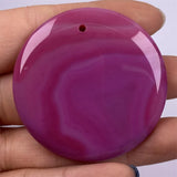 Natural Stone Disc Agates Pendant Necklace Charms DIY Jewelry Making 50x50mm