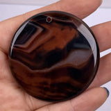 Natural Stone Disc Agates Pendant Necklace Charms DIY Jewelry Making 50x50mm