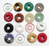 Natural Stone Donut Necklace Pendant 18mm Round Circle Healing Crystal Bead