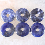 Sodalite Donut Pendant 30mm Round Circle Healing Stone Necklace