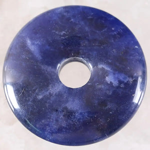 Sodalite Donut Pendant 30mm Round Circle Healing Stone Necklace