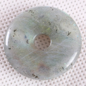 Gray Labradorite Donut Necklace Pendant 30mm Round Circle Healing Bead