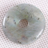 Gray Labradorite Donut Necklace Pendant 30mm Round Circle Healing Bead