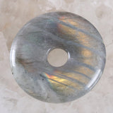 Gray Labradorite Donut Necklace Pendant 30mm Round Circle Healing Bead