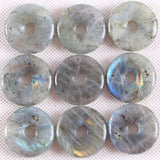 Gray Labradorite Donut Necklace Pendant 30mm Round Circle Healing Bead