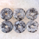 Labradorite Donut Necklace Pendant 30mm Round Healing Stone Gray Bead
