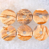 Natural Stone Donut Necklace Pendant 30mm Round Circle Healing Real Picture Jasp