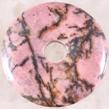 Pink Rhodonite Donut Necklace Pendant - Healing Real Stone Circle Gem Bead