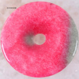 Natural Stone Donut Necklace Pendant 50mm Healing Red Jades Bead Jewelry Gift