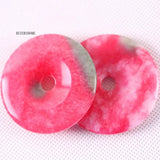 Natural Stone Donut Necklace Pendant 50mm Healing Red Jades Bead Jewelry Gift