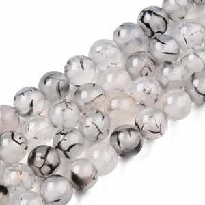 Dragon Vein Agates Round Beads for DIY Jewelry Making 4-10mm