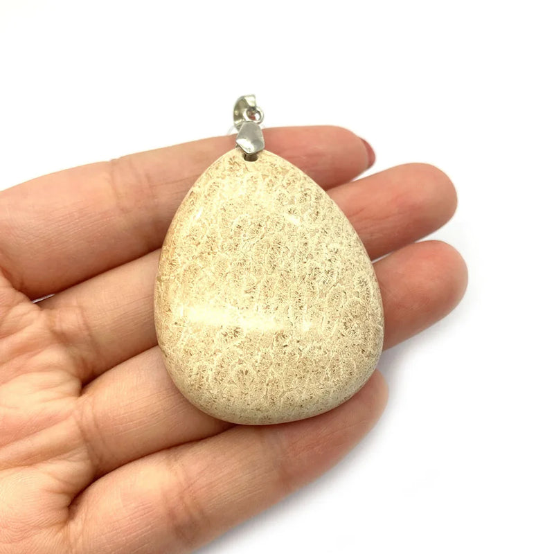 Natural Stone Drop Shape Pendant DIY Accessory Charm Jewelry 35x44mm