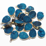 Druzy Crystal Druse Tooth Agate Water Drop Pendants Necklace Charms 8Pcs