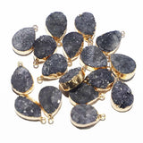 Druzy Crystal Druse Tooth Agate Water Drop Pendants Necklace Charms 8Pcs