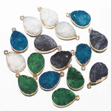 Druzy Crystal Druse Tooth Agate Water Drop Pendants Necklace Charms 8Pcs