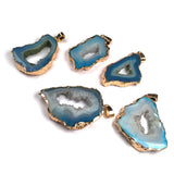 Natural Stone Druzy Crystal Pendants for Jewelry Making