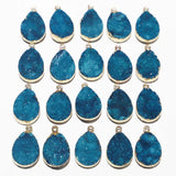 8Pcs Druzy Agate Pendants Water Drop Necklaces