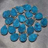 8Pcs Druzy Agate Pendants Water Drop Necklaces