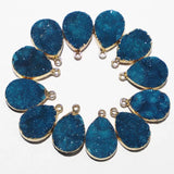 8Pcs Druzy Agate Pendants Water Drop Necklaces