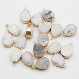 Druzy Crystal Druse Tooth Agate Pendants, 8Pcs