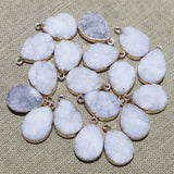 Druzy Crystal Druse Tooth Agate Pendants, 8Pcs