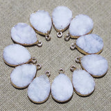 Druzy Crystal Druse Tooth Agate Pendants, 8Pcs