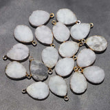 Druzy Crystal Druse Tooth Agate Pendants, 8Pcs