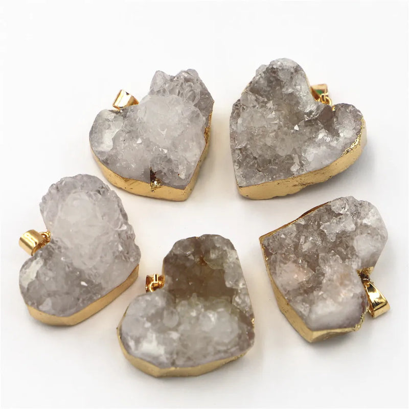 Heart Shape Natural Stone Druzys Agate Pendants