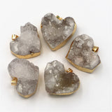 Heart Shape Natural Stone Druzys Agate Pendants