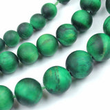 Matte Green Tiger Eye Round Spacer Beads 4-12mm for Jewelry Making