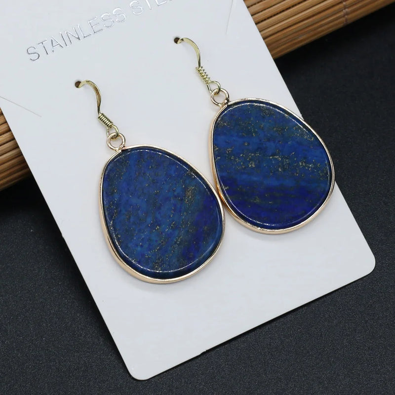 Irregular Lapis Lazuli Stone Earrings - Romantic Gift