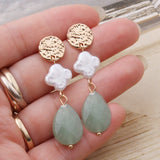 Natural Stone Earrings Freshwater Pearls Dangle Earring