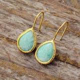 Teardrop Amazonite Dangle Earrings OL Classic Jewelry