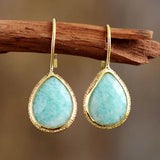Teardrop Amazonite Dangle Earrings OL Classic Jewelry