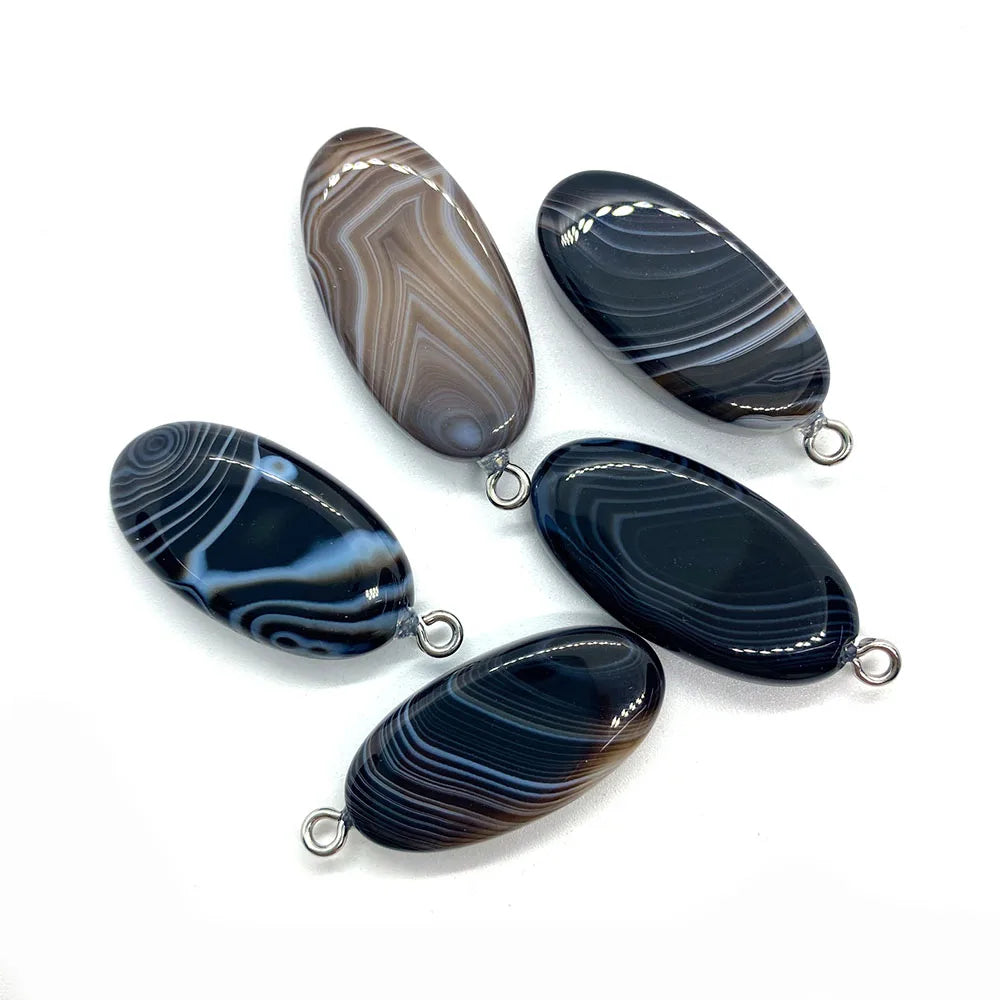 Colored Agate Egg Shape Pendant 15x32mm Amethyst Charm