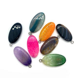 Colored Agate Egg Shape Pendant 15x32mm Amethyst Charm