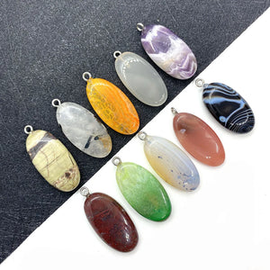 Colored Agate Egg Shape Pendant 15x32mm Amethyst Charm
