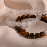 Natural Stone Beaded Bracelet Elastic Cord for Women